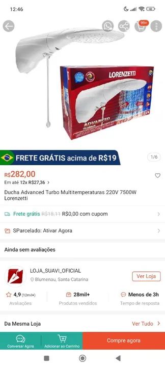 Ducha Elétrica Lorenzetti Advanced Turbo  220V