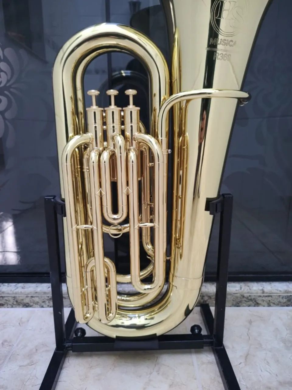 Tuba 3/4 HS Musical R368 Sib 3 Pistos Laqueada -NOVA / Aceito Trocas / Parcelo 18x Cartão - Foto 3