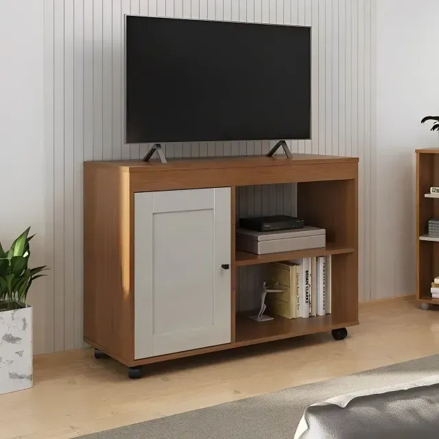 Queimão rack samba p/ tv até 42 polegadas possui rodizios