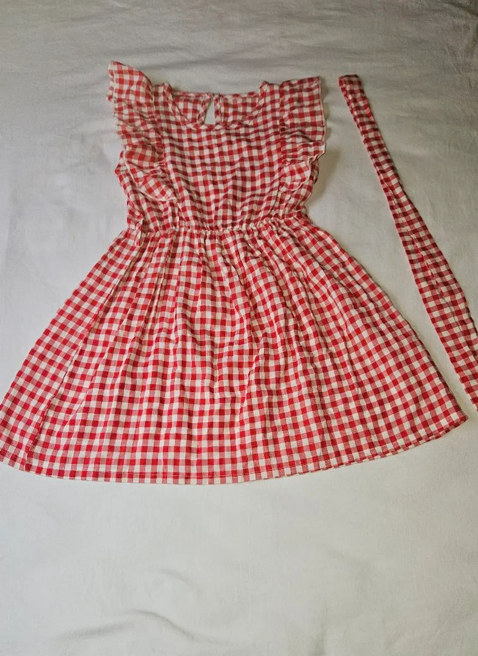Vestido xadrez infantil com cinto