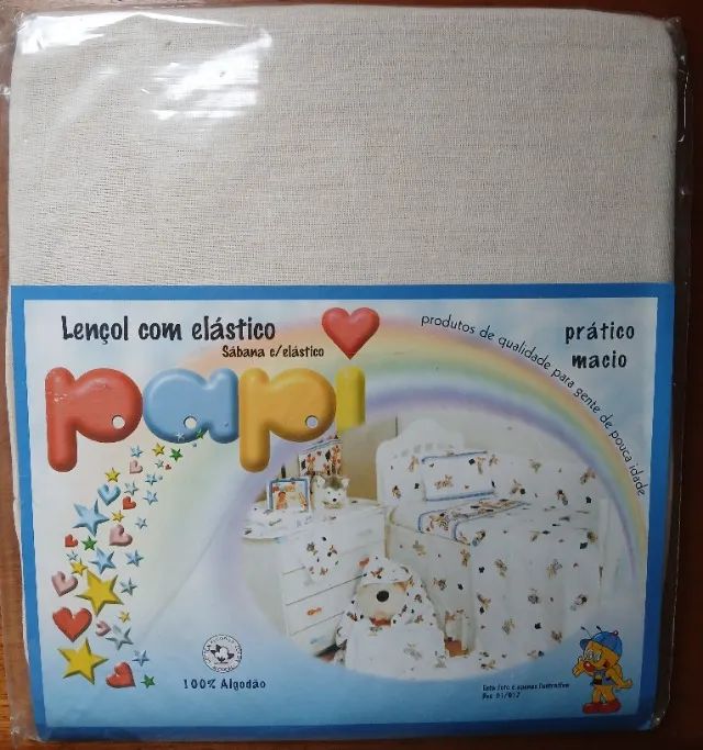 1,50x0,9m lençol berço c/ elástico tecido 100% algodão
