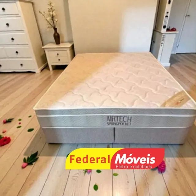 Cama Box Casal Colchão Queen + Base 1,58m (sem cabeceira) ENTREGA HOJE