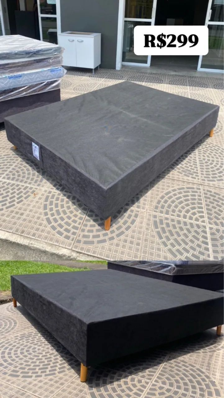 Base Box Casal Preta com Pés - R$299