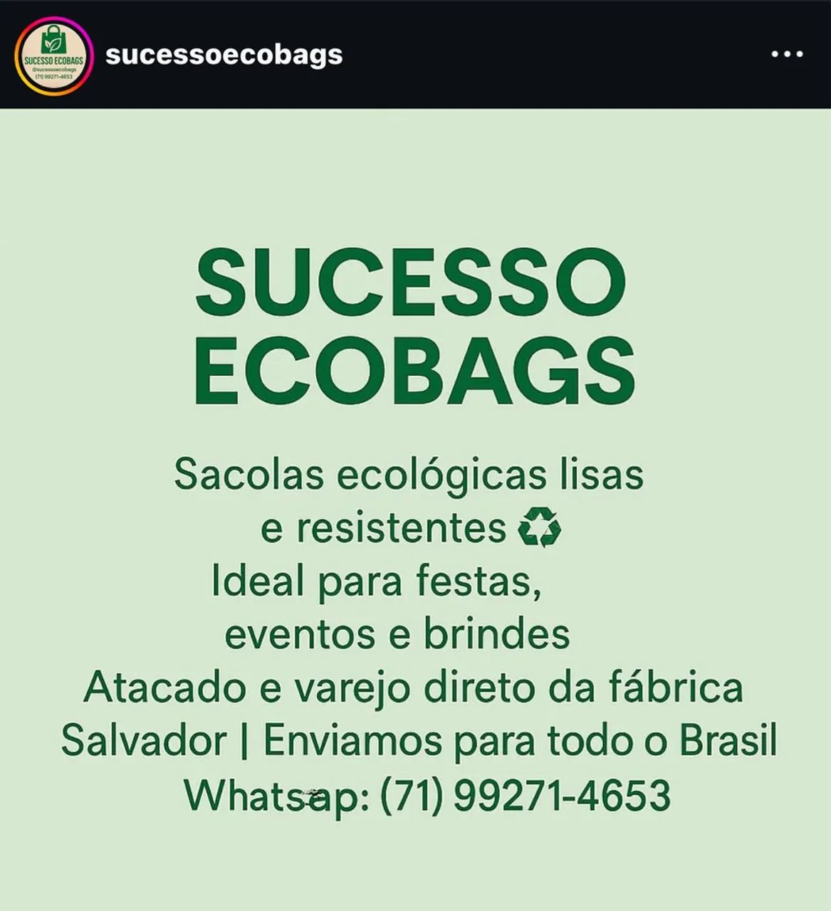 Sacolas ecobag atacado e varejo direto da fábrica 