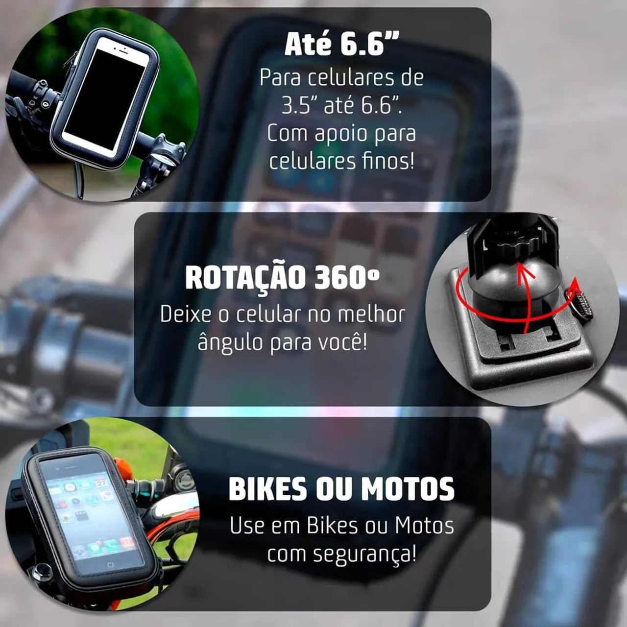 suporte de celular para moto modelo case prova dágua - Foto 4