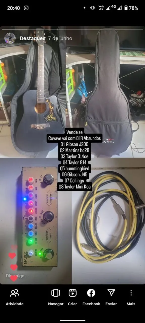 Violão e acessórios + Pedaleira Cuvave IR Absurdos