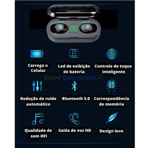 Fones de Ouvido Bluetooth TWS com Toque Sensível - PAGUE SOMENTE NA ENTREGA - Foto 2