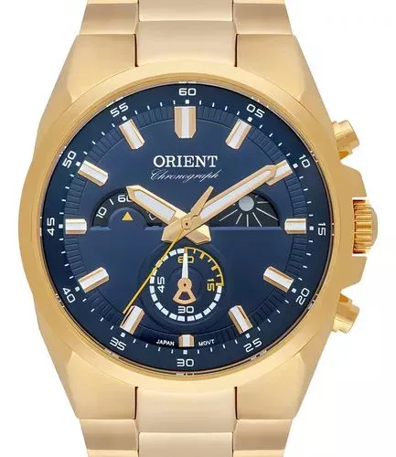 Relógio Orient Chronograph Dourado - Elegância e Precisão