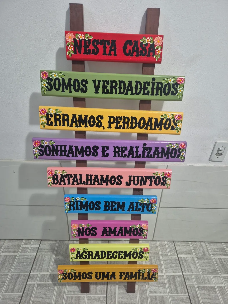 Placa Decorativa Frases Família - 8 Peças