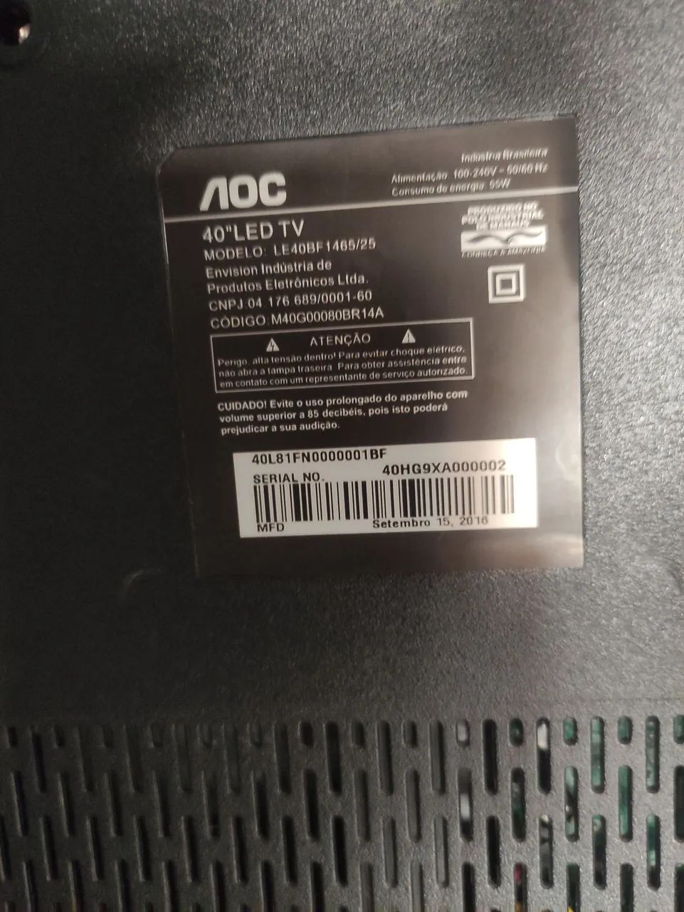 TV AOC 40 polegadas LED smartv 