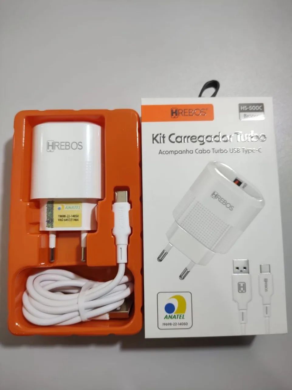 Carregador Turbo HREBOS com Cabo USB Type-C
