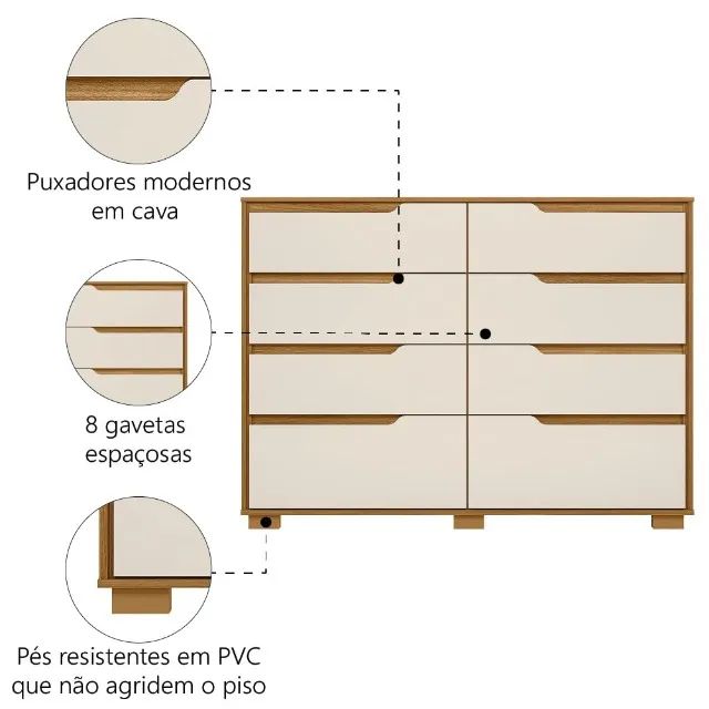Cômoda 8 Gavetas Georgia - Moval - Foto 4