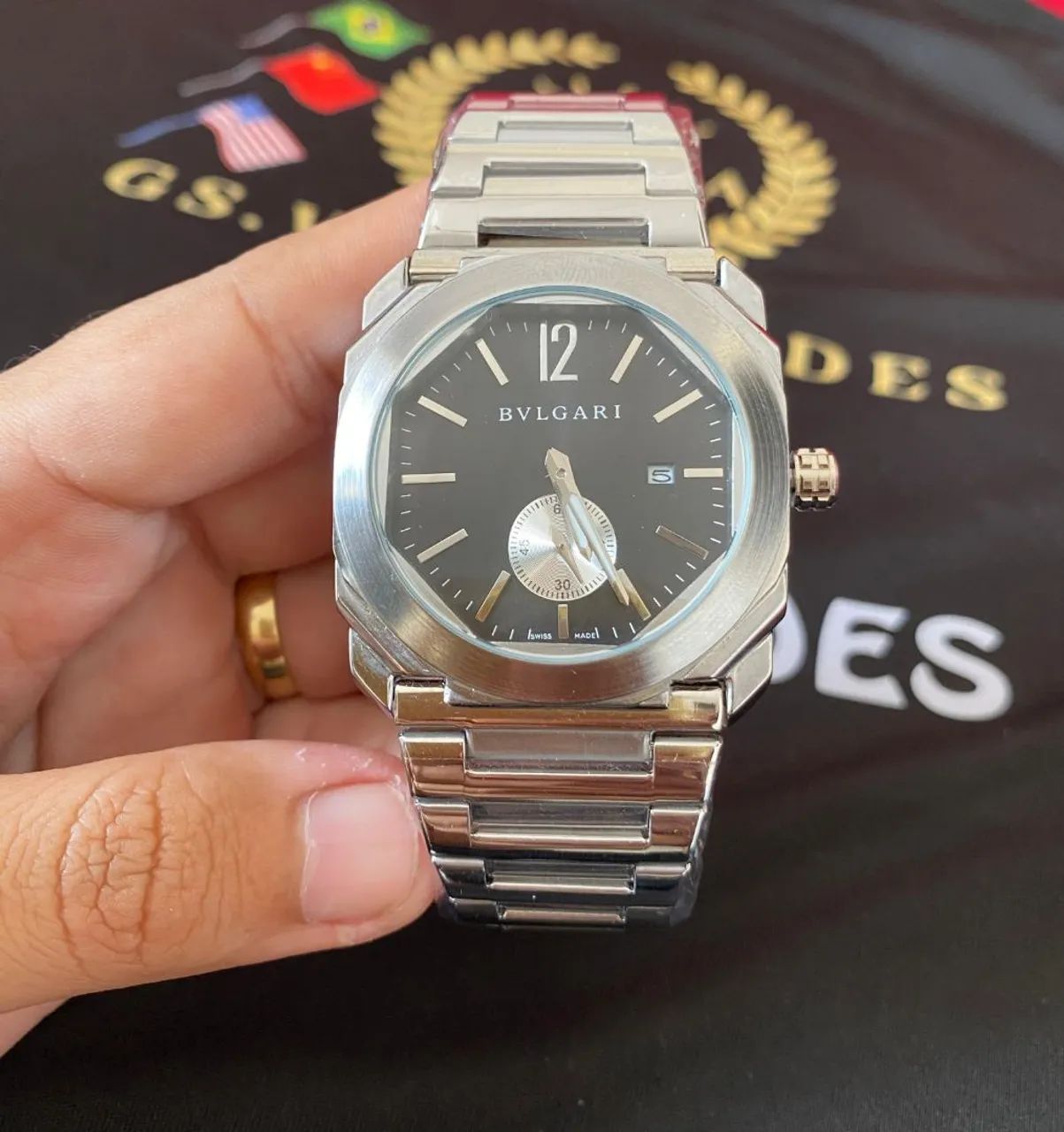 Relógio masculino em aço inoxidável prova d'água elegante 
