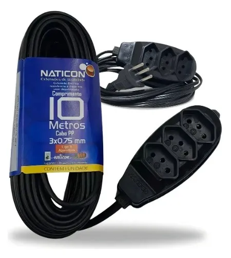Extensão Elétrica 3 tomadas 10m 10A Naticon 