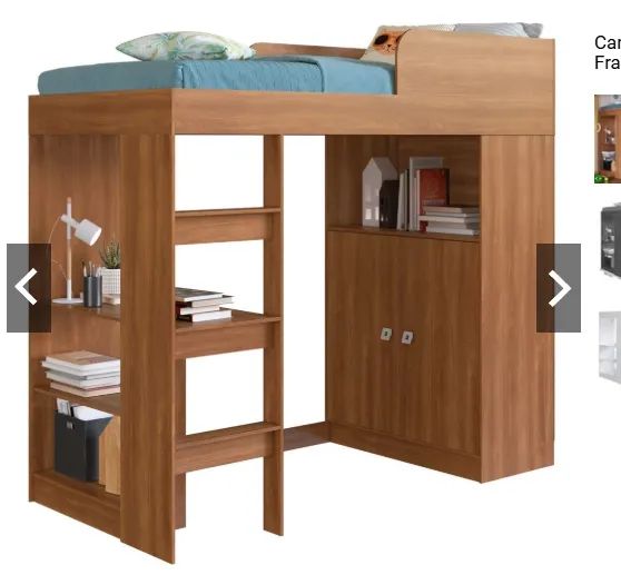 Cama de Solteiro Suspensa Multifuncional San Francisco 2 Portas