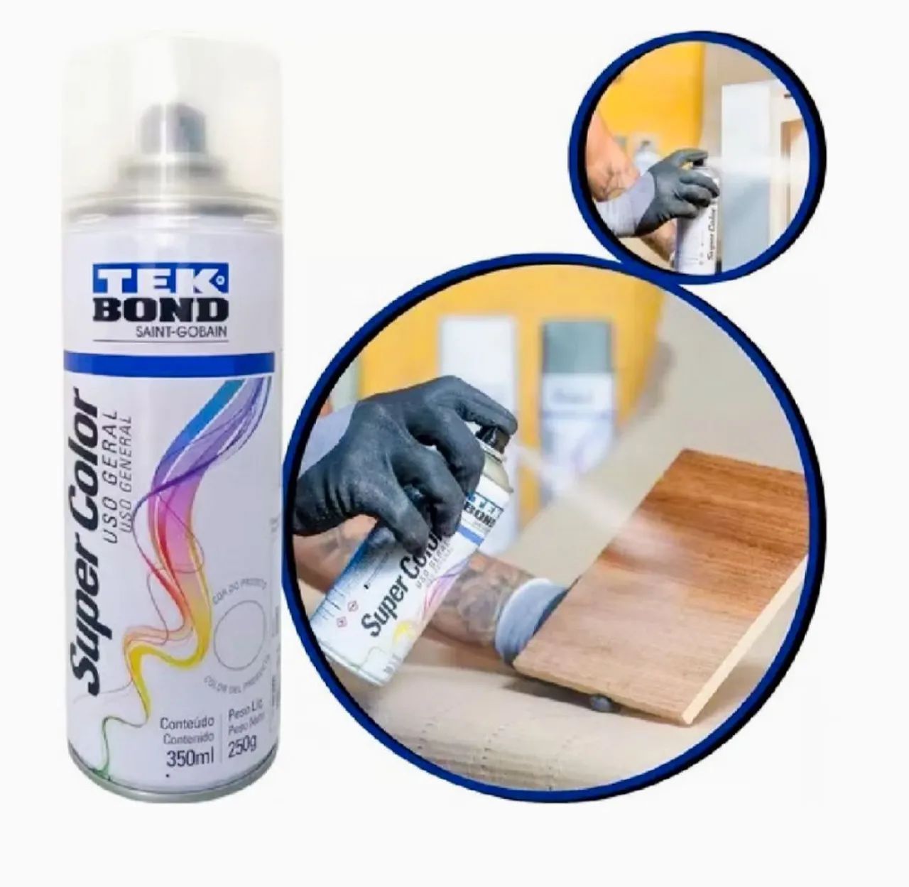 Verniz Spray Tekbond Super Color incolor brilhante 350ml - Foto 2