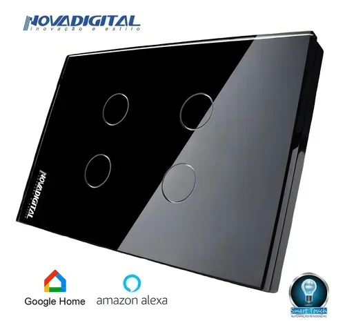 Interruptor Inteligente Nova Digital 4 Teclas Preto Wi-fi