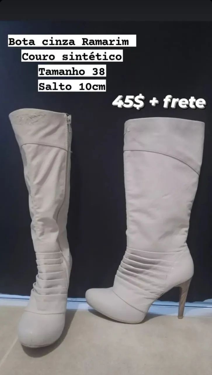 Bota cinza Ramarim 38 salto 10cm