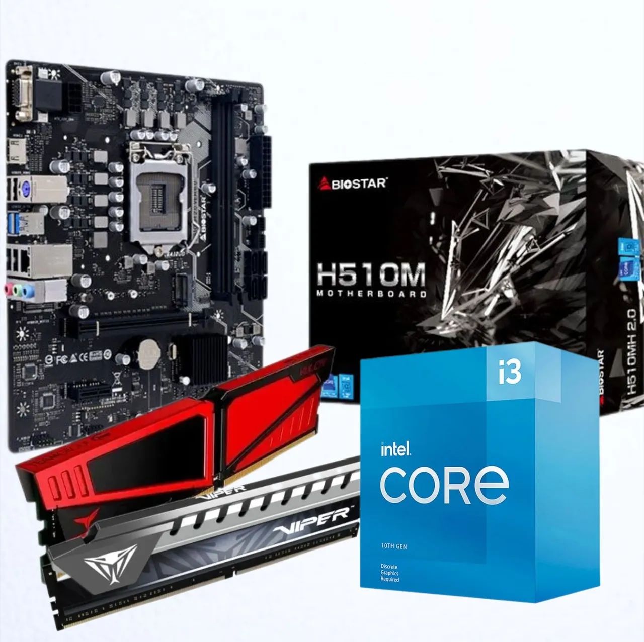 KIT PC Intel Core I3-10105f 16GB DDR4 (2x8) e Placa Mãe Biostar