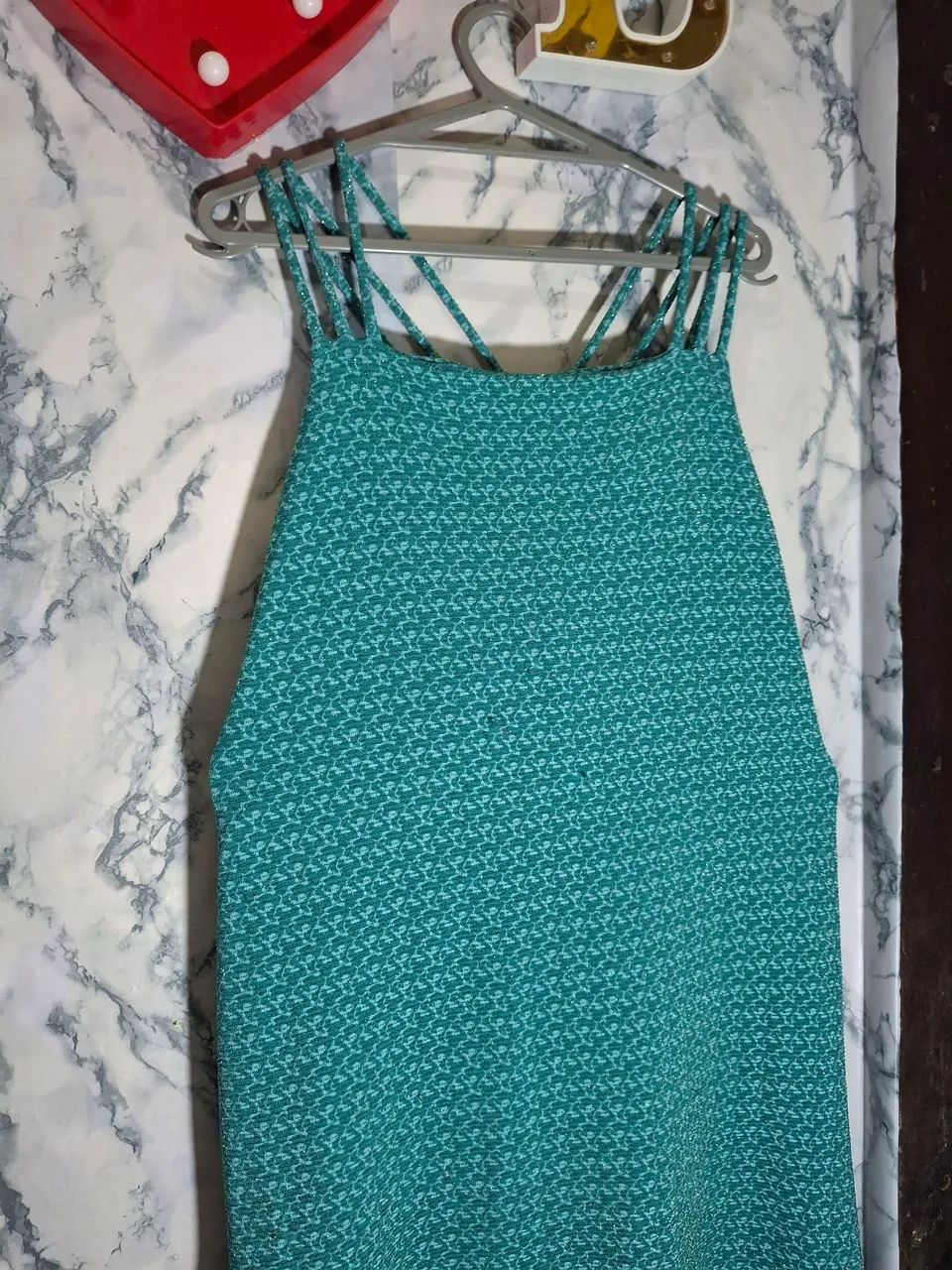 Vestido azul turquesa com brilho - Foto 5