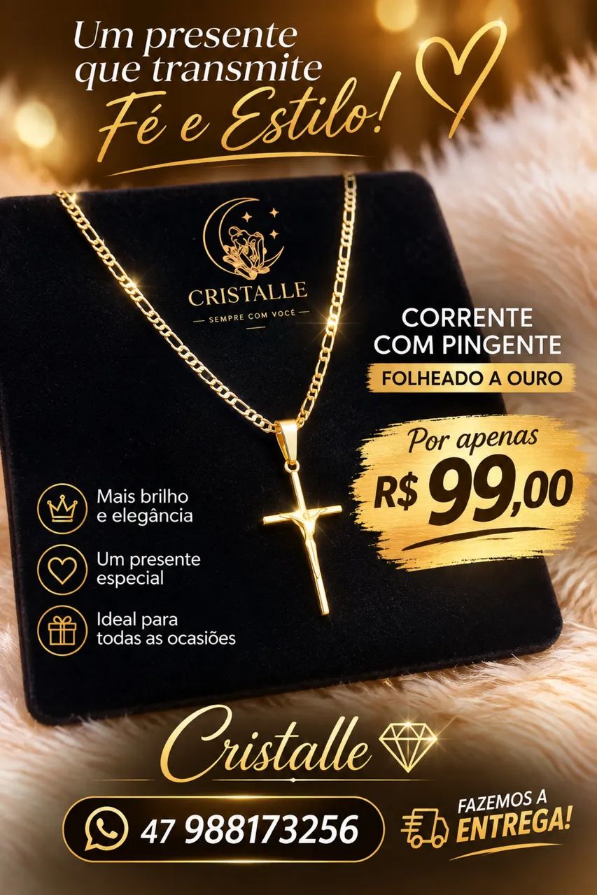Corrente com Pingente Folheado a Ouro 