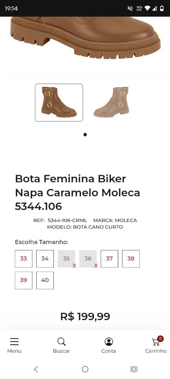 Bota Feminina Biker Napa Caramelo Moleca - Foto 3