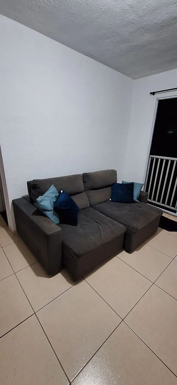 Sofá Retrátil e Reclinável Marrom 1,95m + 4 Almofadas de Brinde - Foto 2