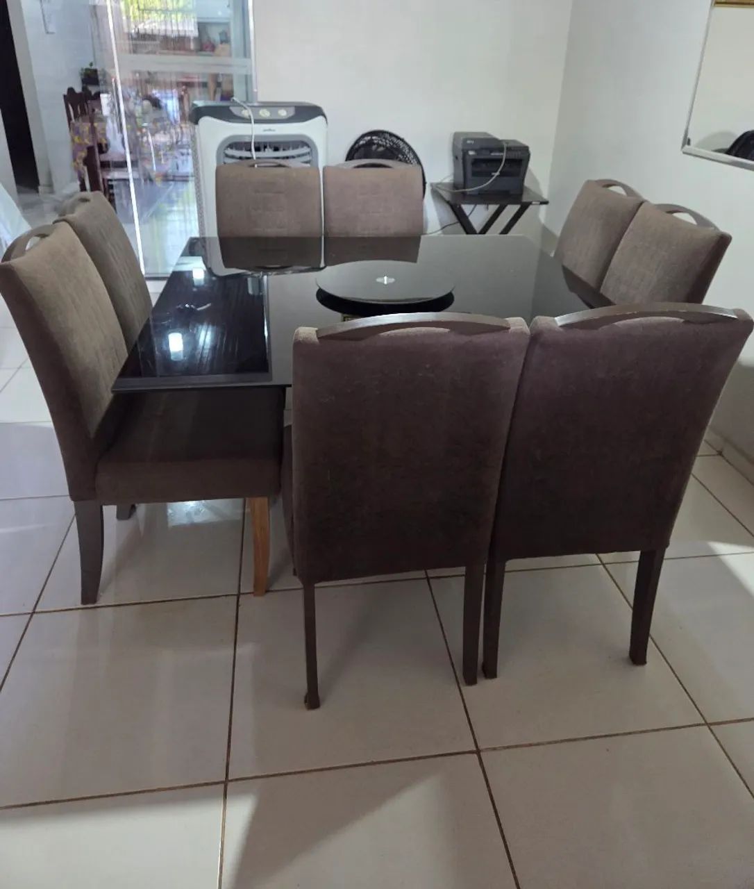 Conjunto de mesa de jantar vidro c 8 cadeiras  - Foto 5