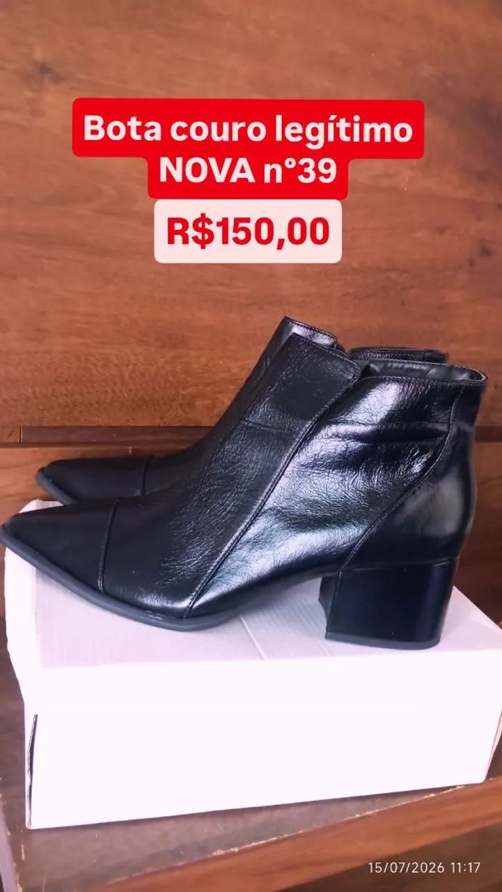 Bota de couro legítimo NOVA n°39