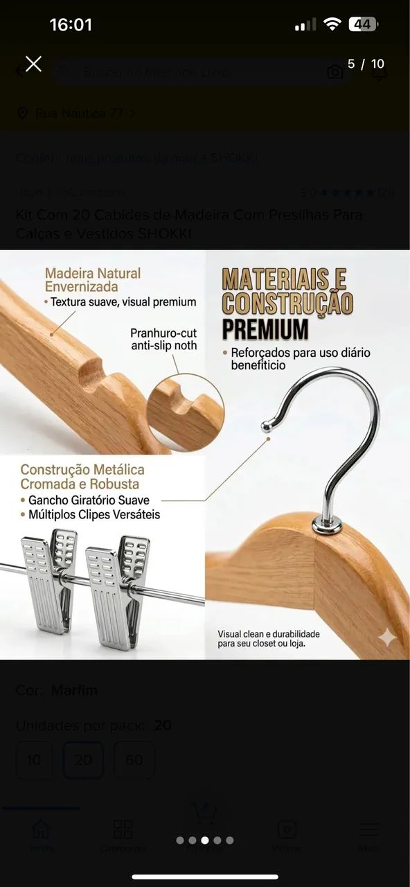 Kit com 20 cabides com presilhas  - Foto 4