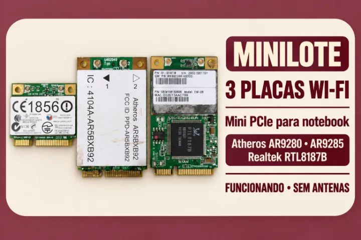 Lote com 3 placas Wi?Fi mini PCIe para notebook