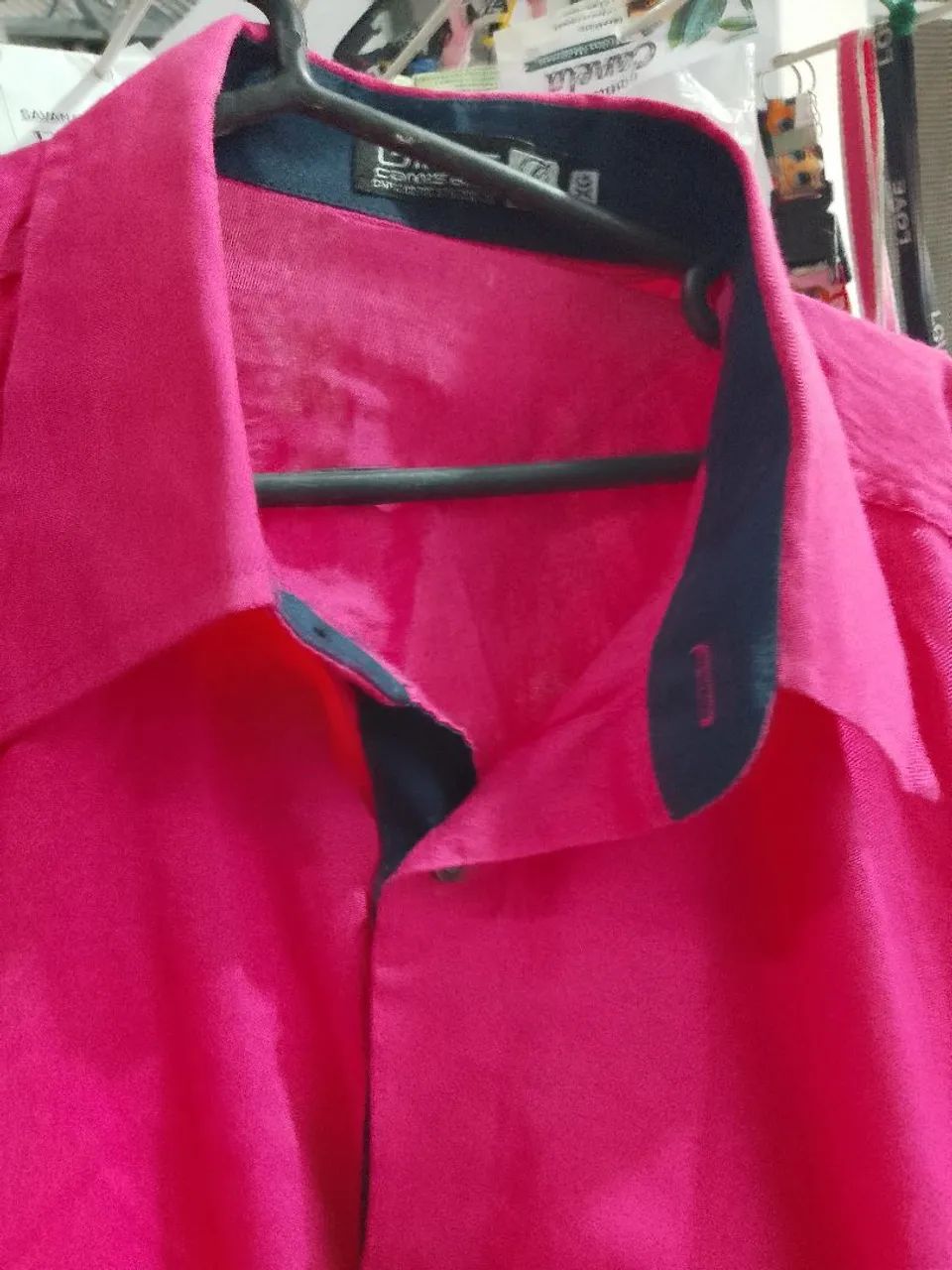 Camisa social masculina, cor rosa - Foto 3
