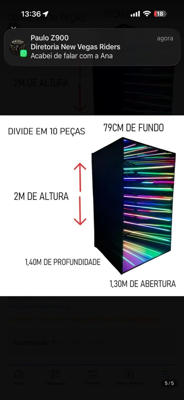 Vendo tunel de led infinito