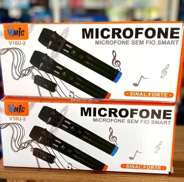 Kit 2 Microfones Sem Fio Karaoke - V16U-2 - Entregamos e ac. cartões - Foto 3