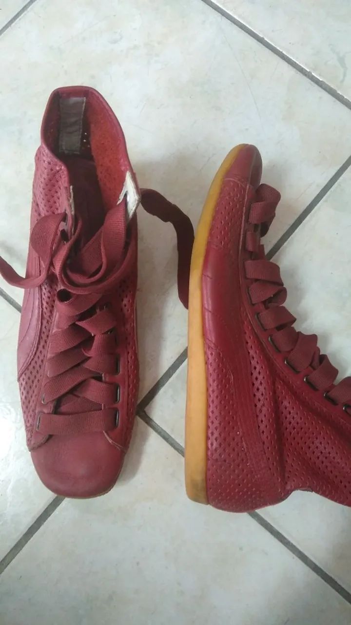 Botinha de Couro Cor Vinho Puma Tam 37 - Foto 2