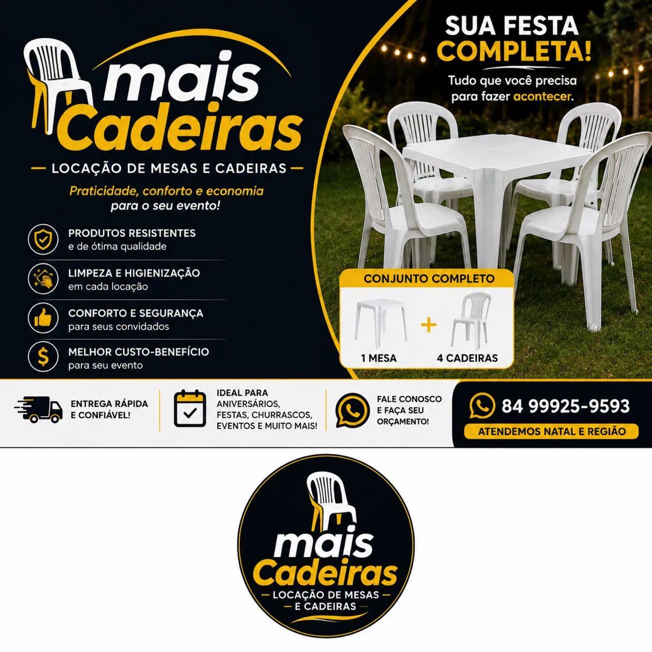 CADEIRAS E MESAS - LOCACAÇÃO