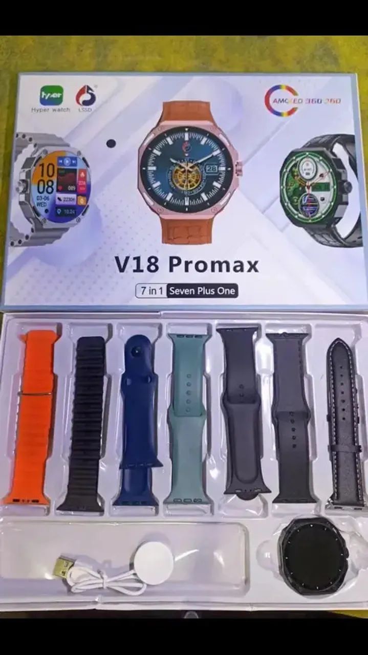 SMARTWATCH V18 PRO MAX + 7 PULSEIRAS | TELA 360×360 - Foto 3