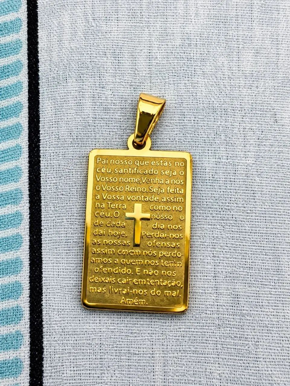 Conjunto de corrente, com pingente de pai nosso - Foto 3