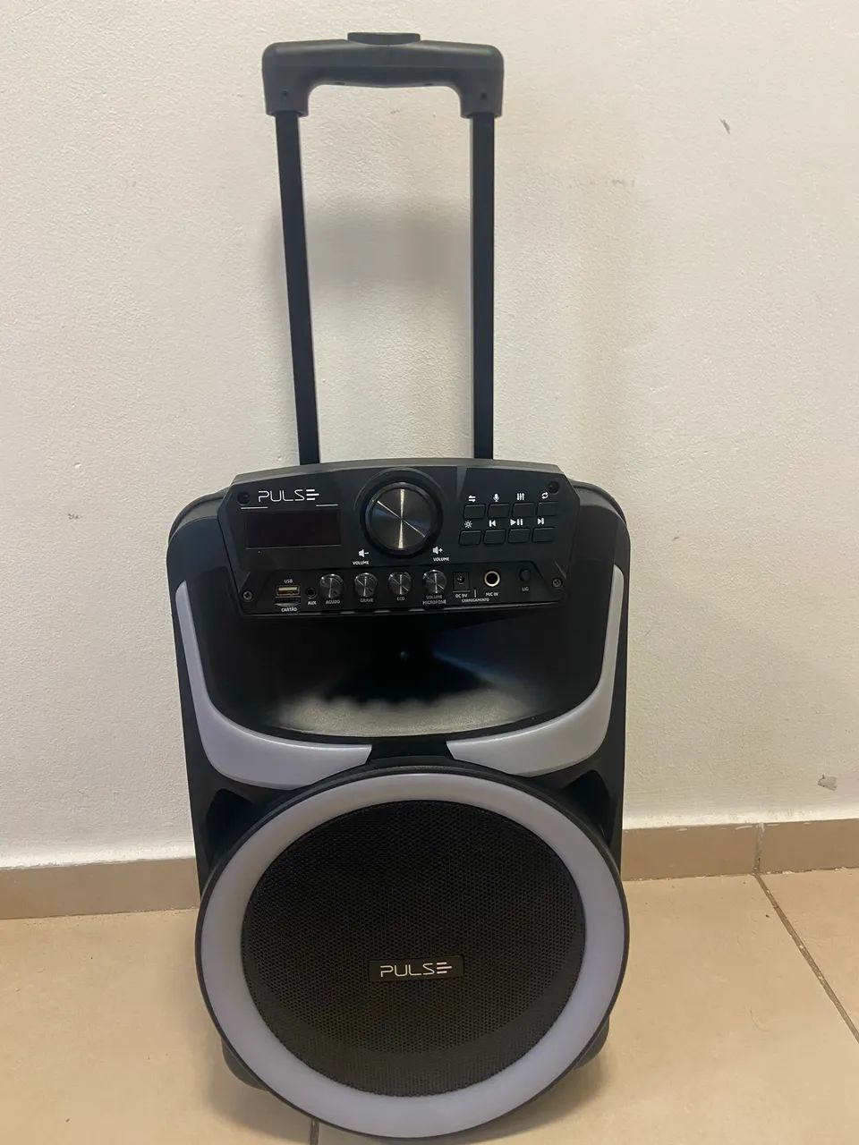 Caixa de som + microfone c fio 