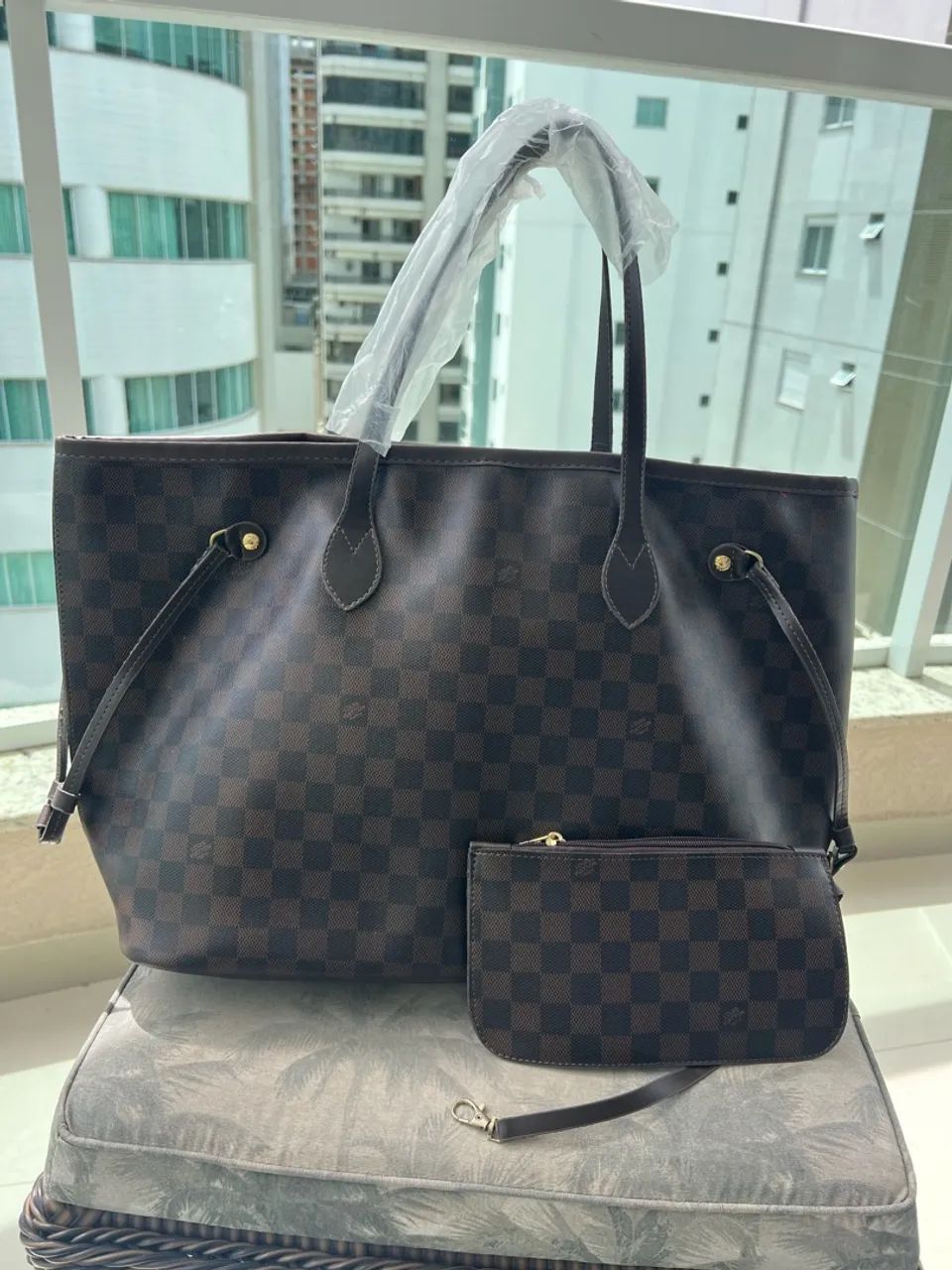 Bolsa Tote Damier Marrom  - Foto 3