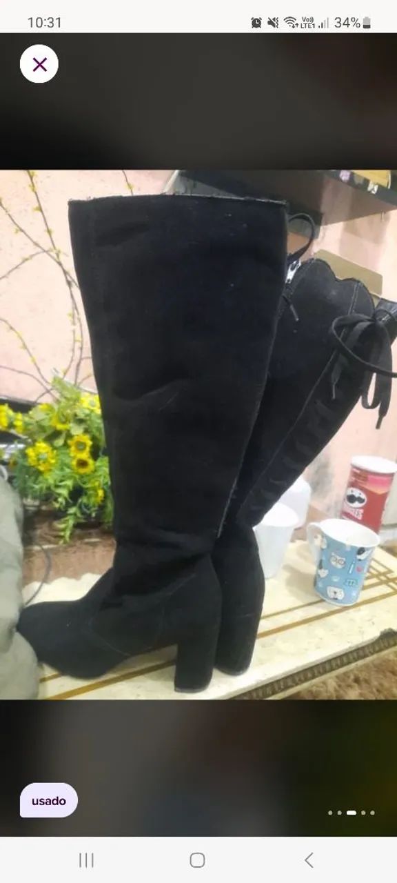Bota cano alto com zíper e amarração  - Foto 2