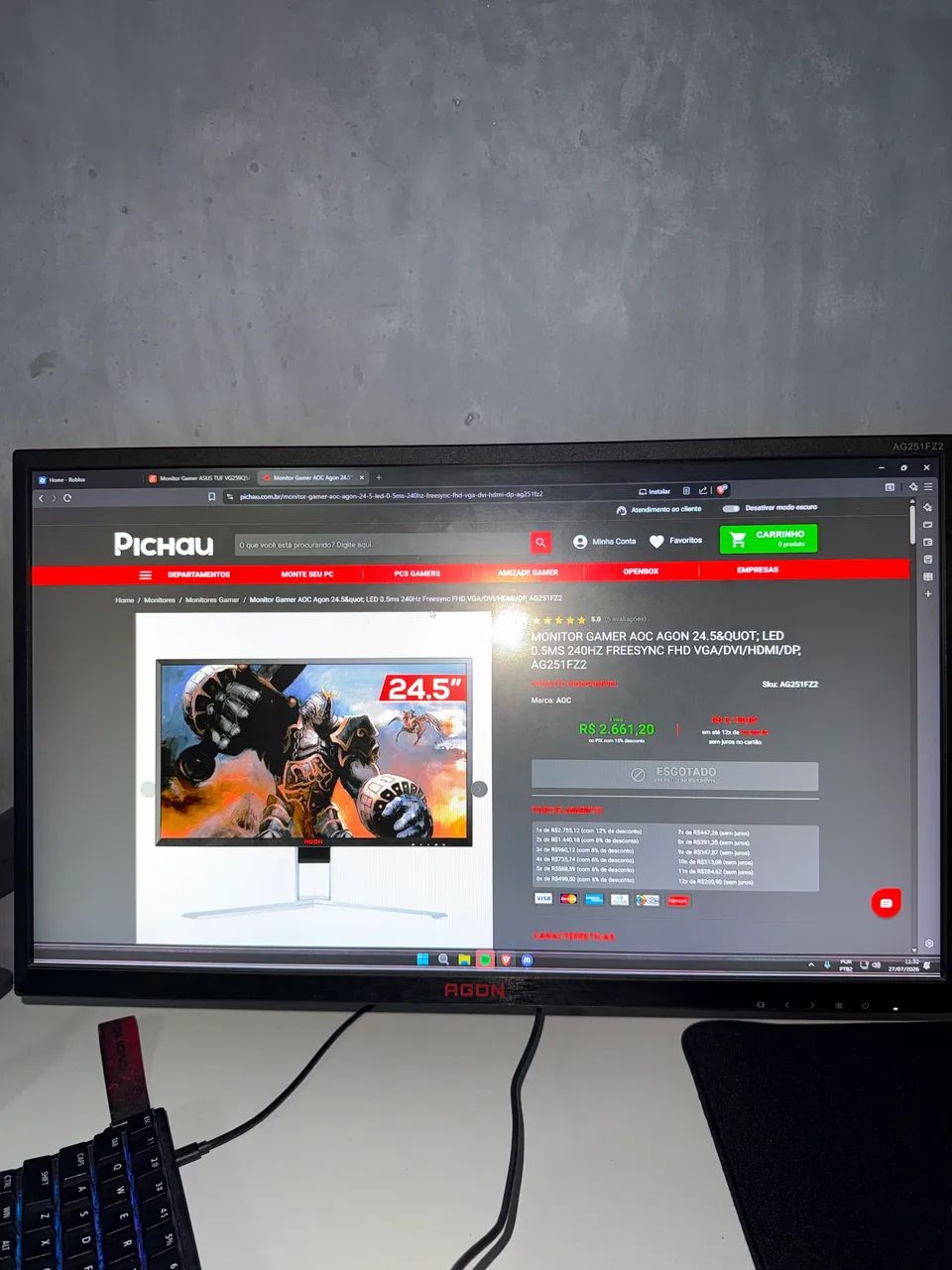 Monitor 240hz 0.5MS AOC AGON (descrição)