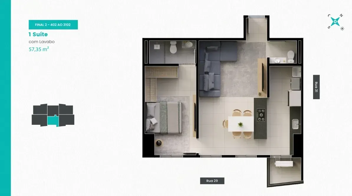 PLANTA 57m²