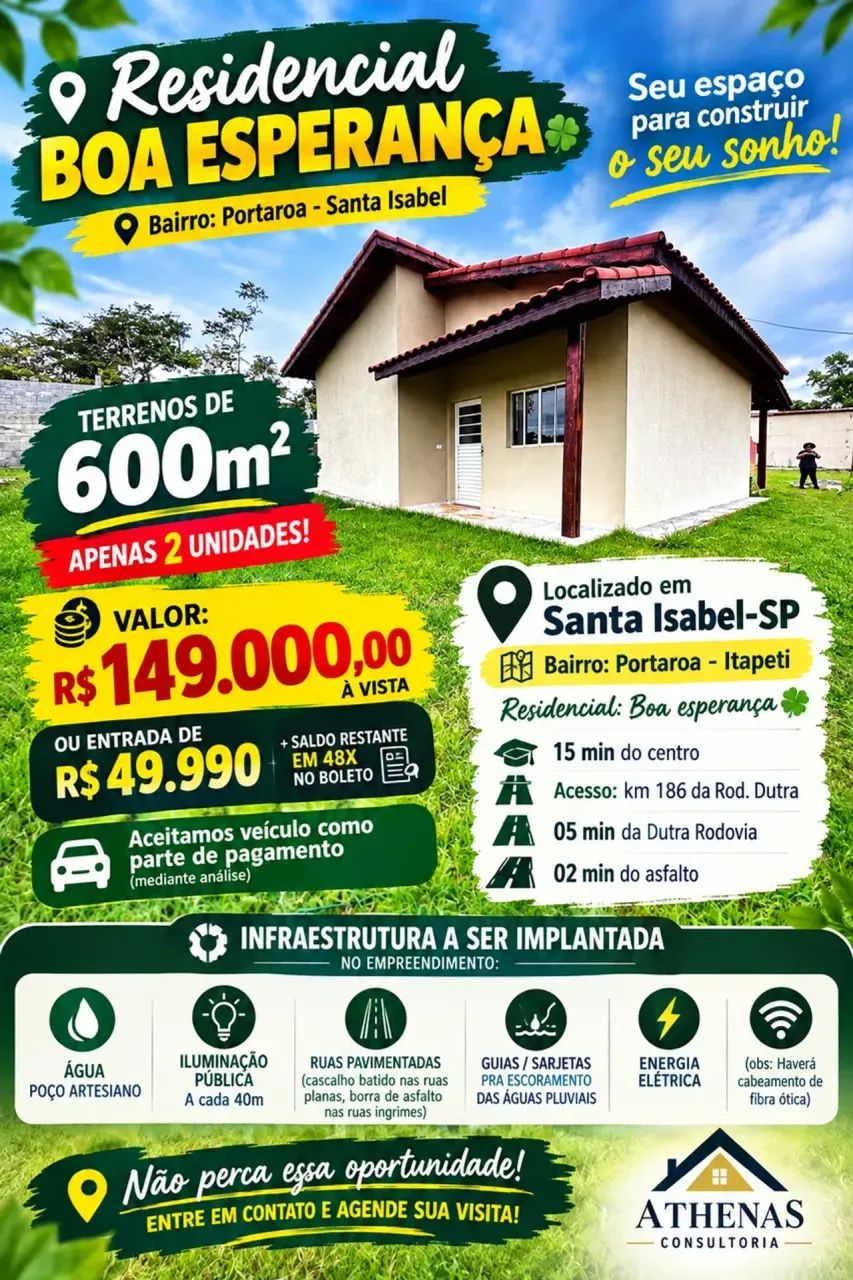 TERRENO BOA ESPERANÇA - SANTA ISABEL
