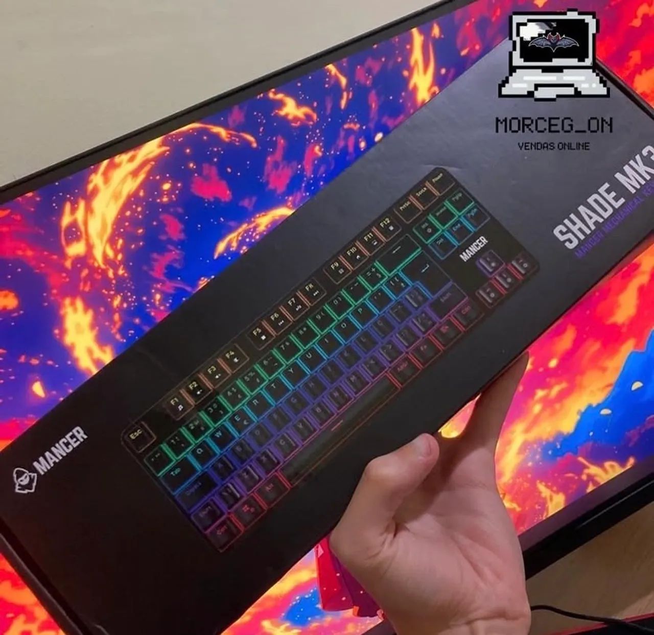 Teclado Mecânico Mancer Shade MK3, Rainbow, Switch Vermelho