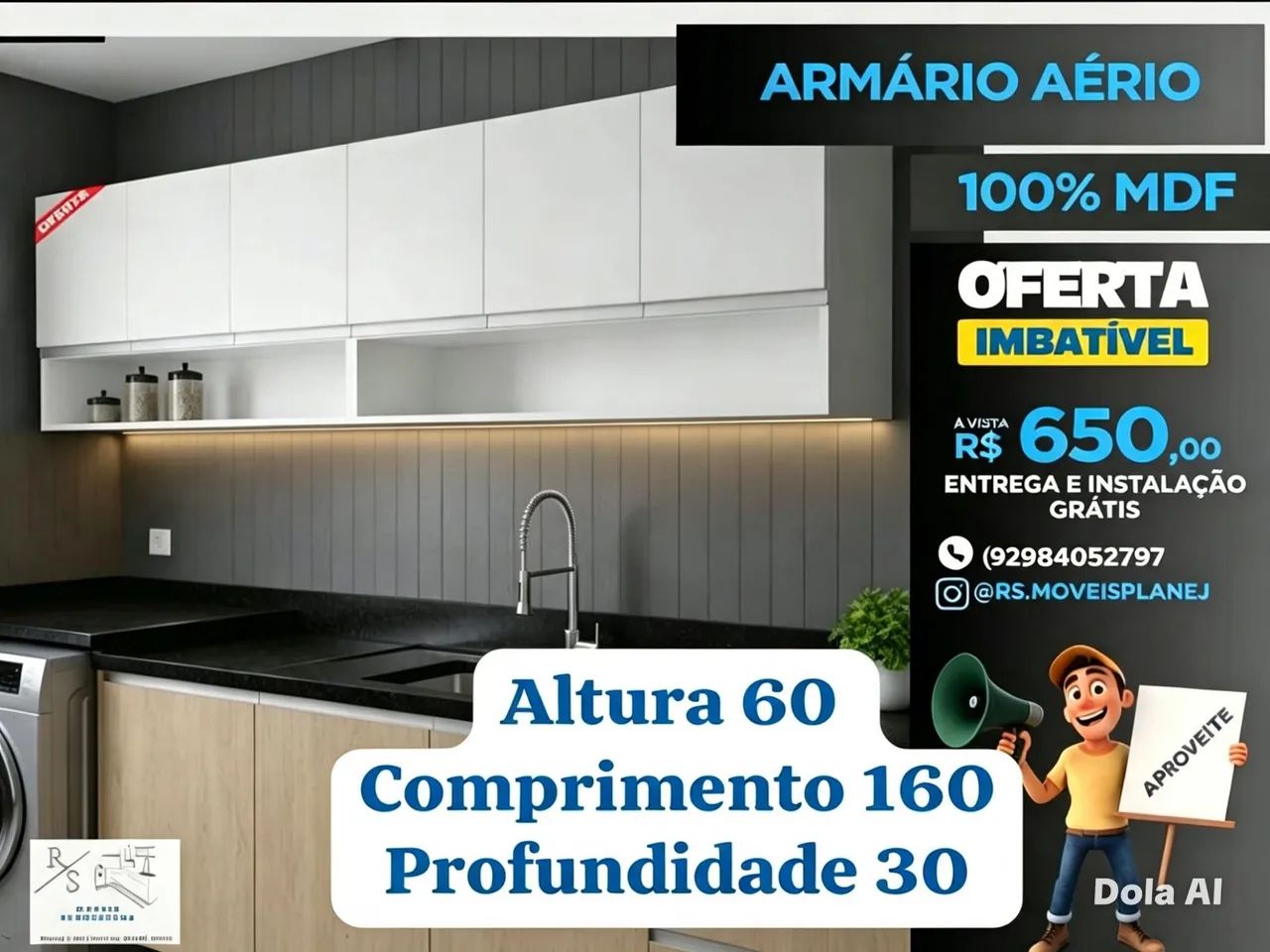 Armário aéreo 100% MDF - Foto 5