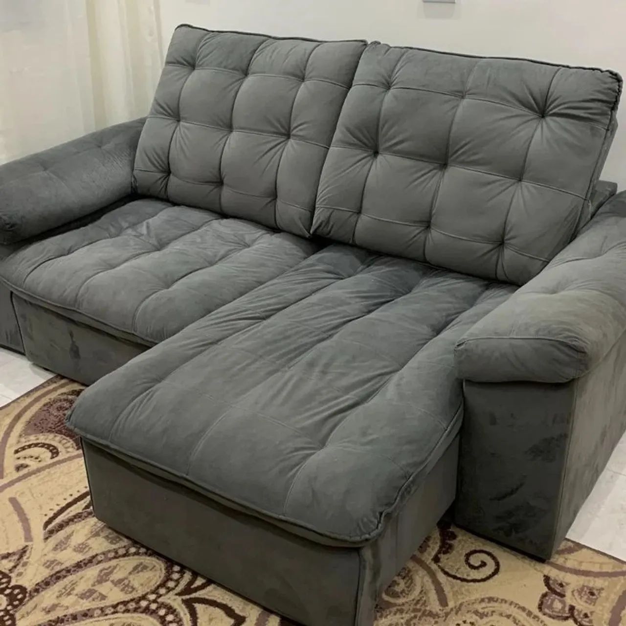 Sofá retratil suede chumbo 2,20mx1,20m - Foto 4