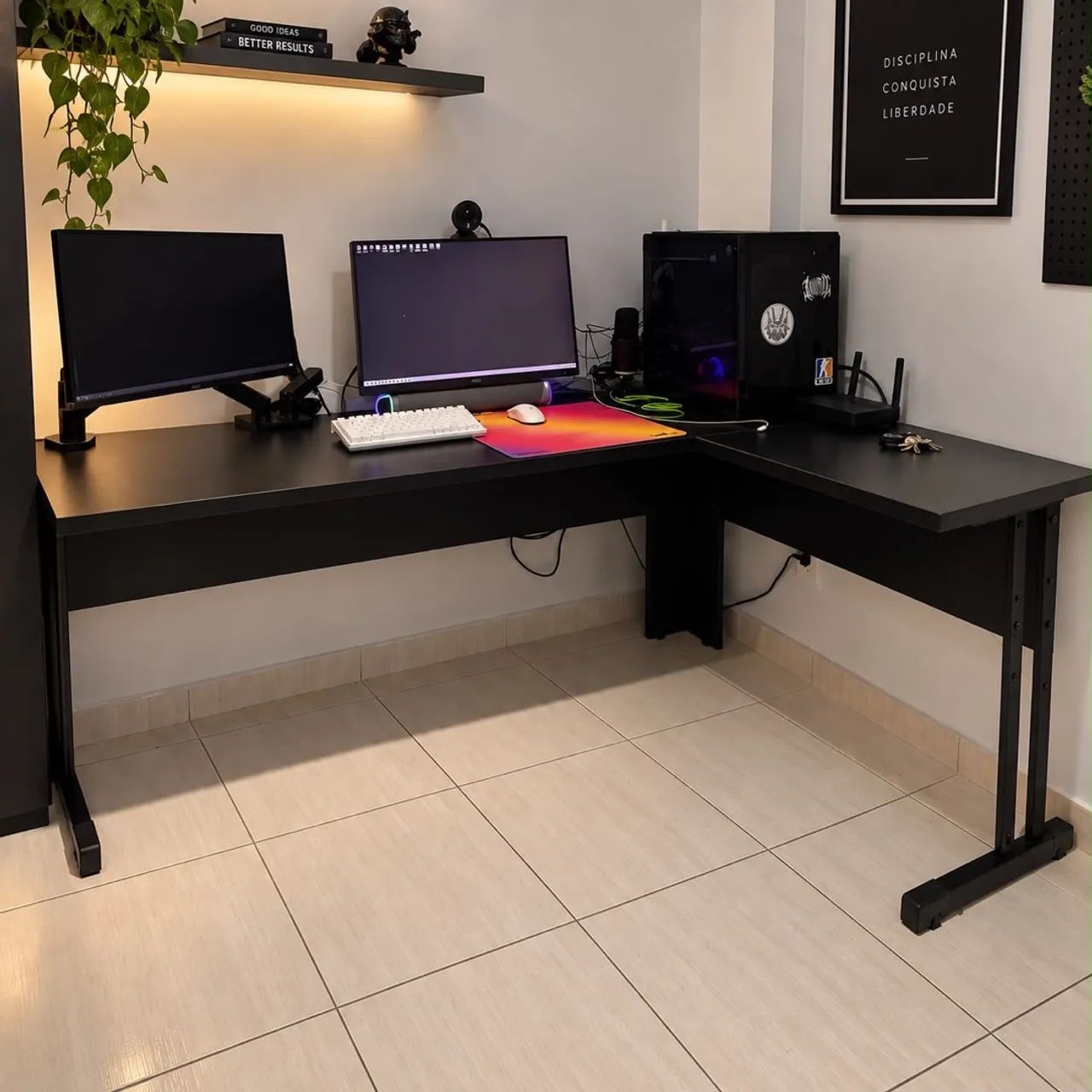 Mesa de Escritório preta em L, 200 x 120 - Foto 2