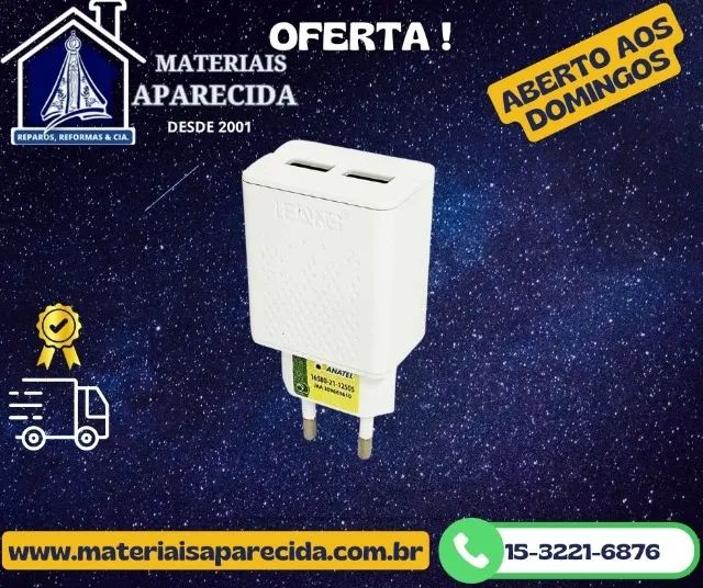 Carregador Celular Rapido 2 USB LE-282