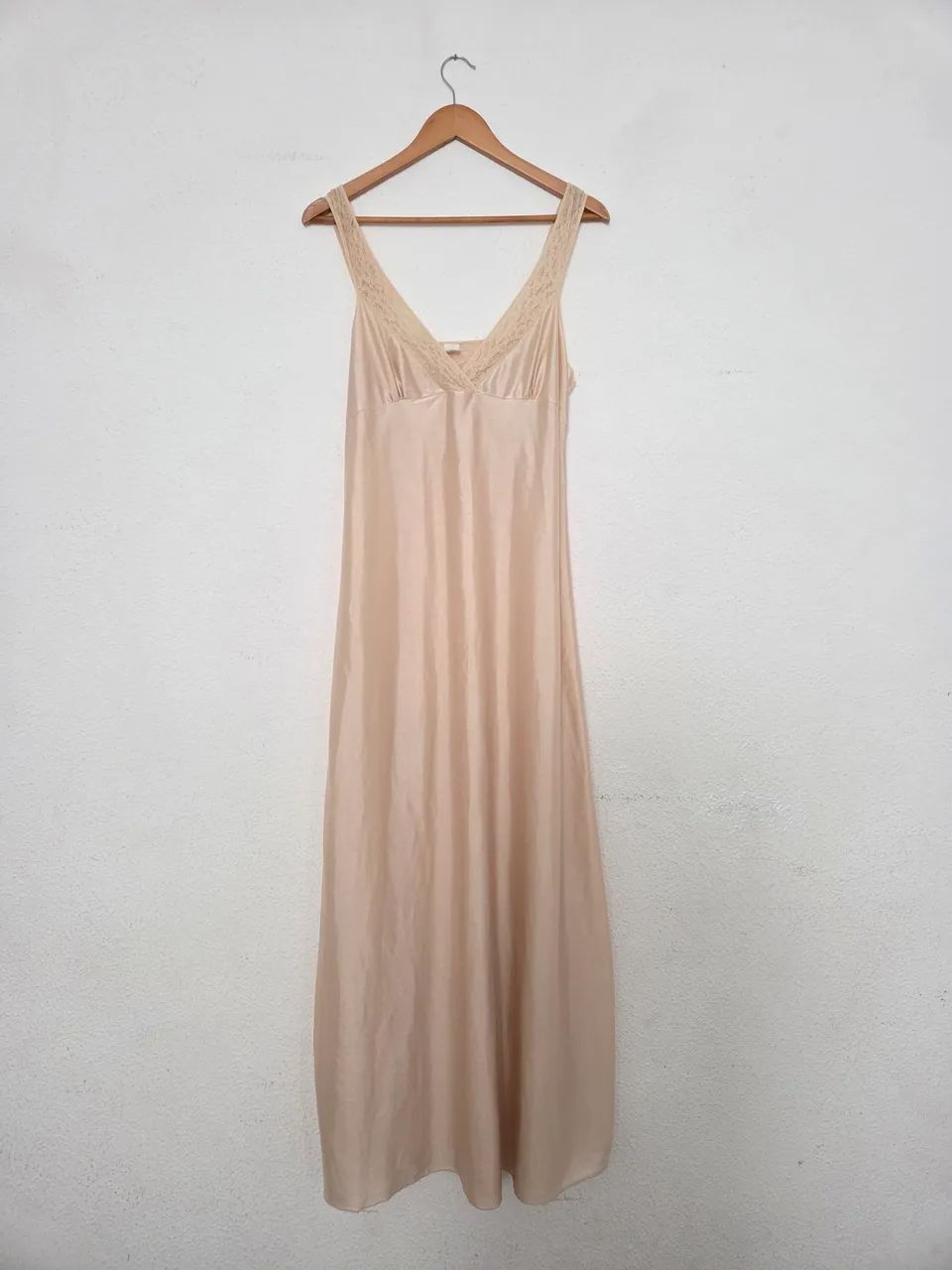 conjunto vintage penhoar e camisola longa nude - Foto 3